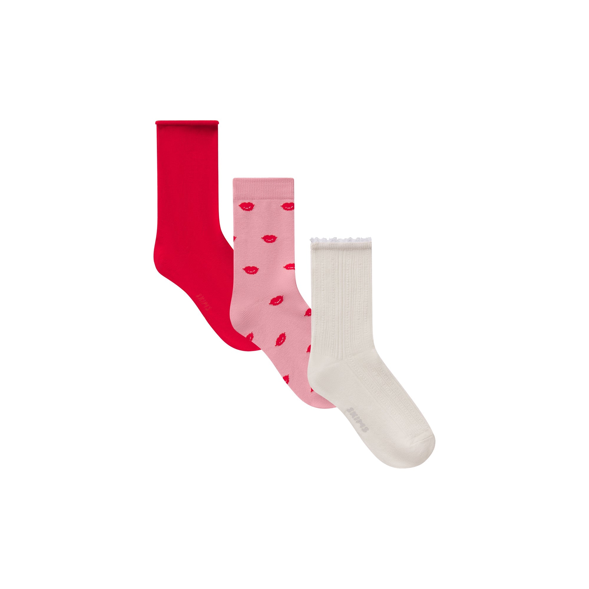 SKIMS VALENTINES SOCK 3-PACK | HALITE LIPS PRINT MULTI