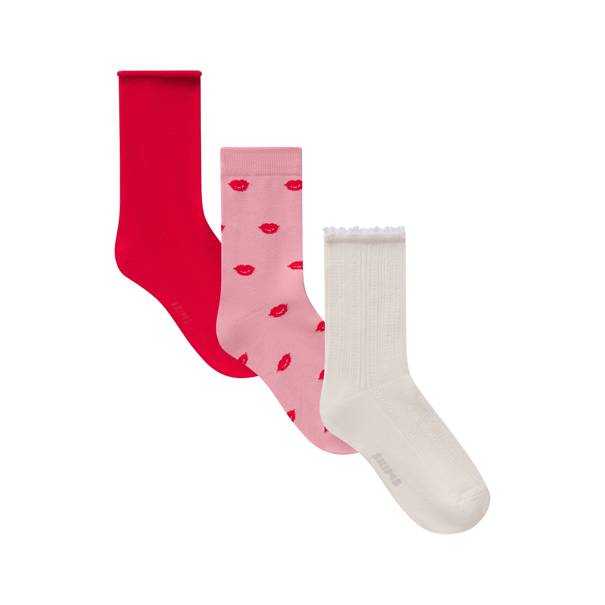 SKIMS VALENTINES SOCK 3-PACK | HALITE LIPS PRINT MULTI