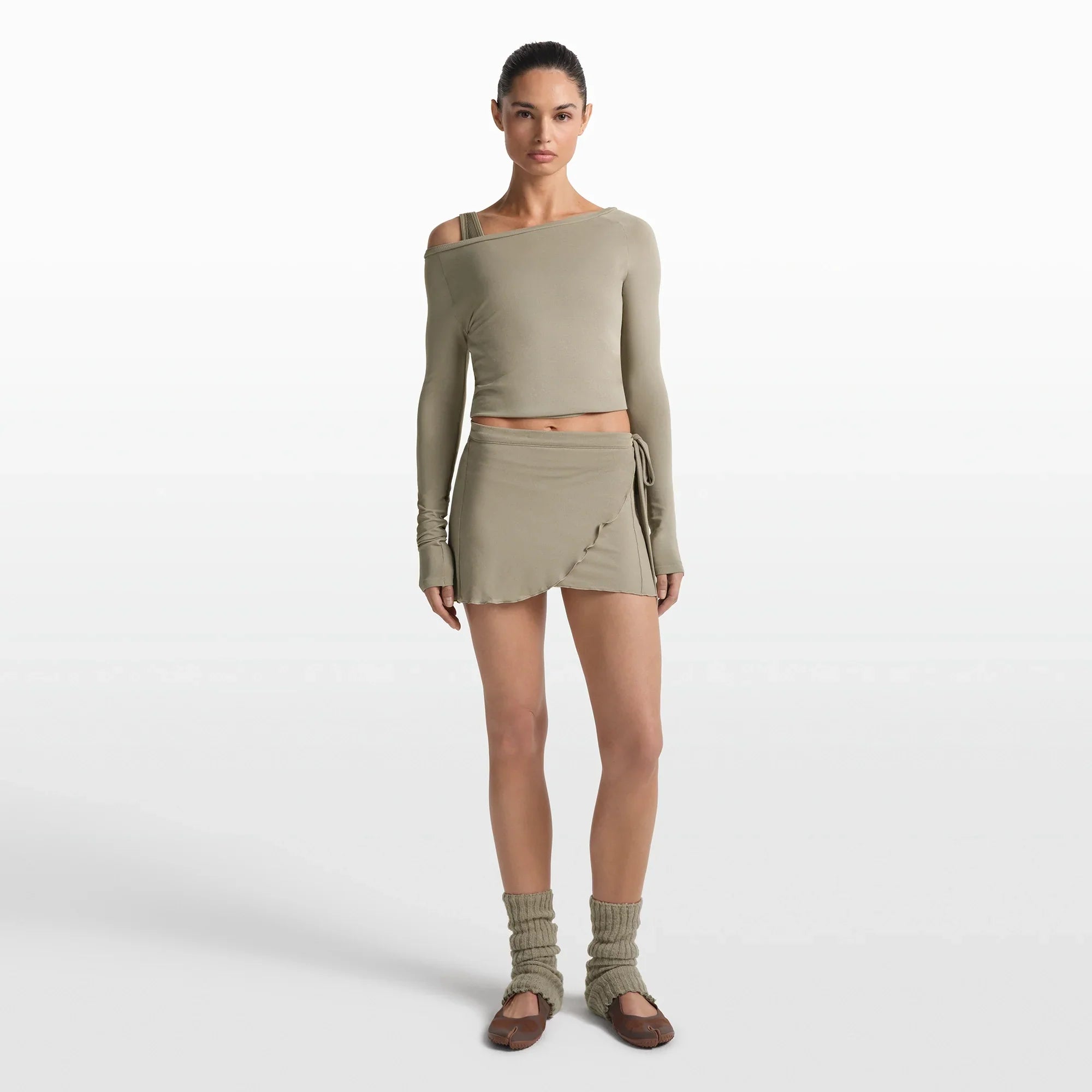 NikeSKIMS STRETCH KNIT WRAP SKIRT | DUNE