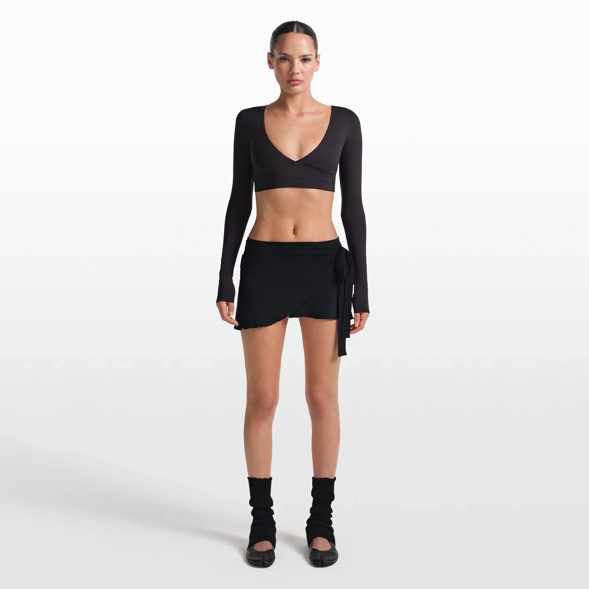 NikeSKIMS STRETCH KNIT WRAP SKIRT | OBSIDIAN