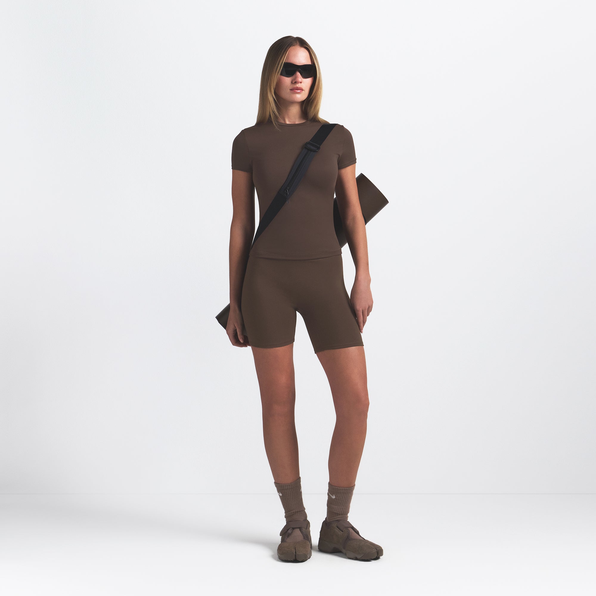 NikeSKIMS MATTE PADDED BABY TEE | DARK SEPIA