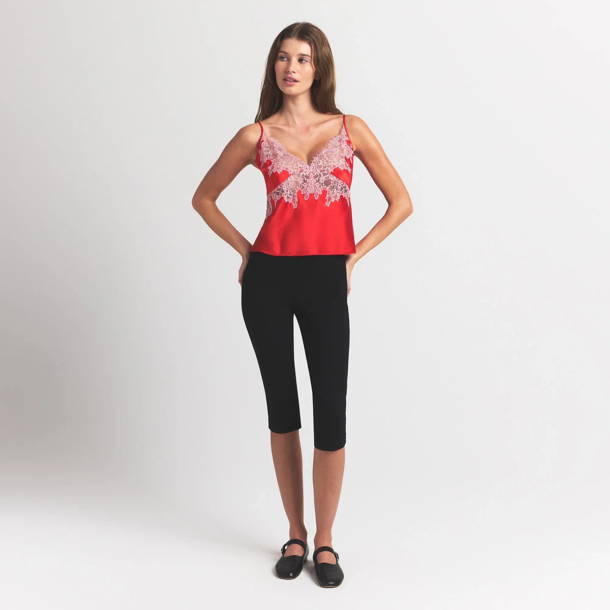 SKIMS SILK LACE CAMI | RUBY CONTRAST
