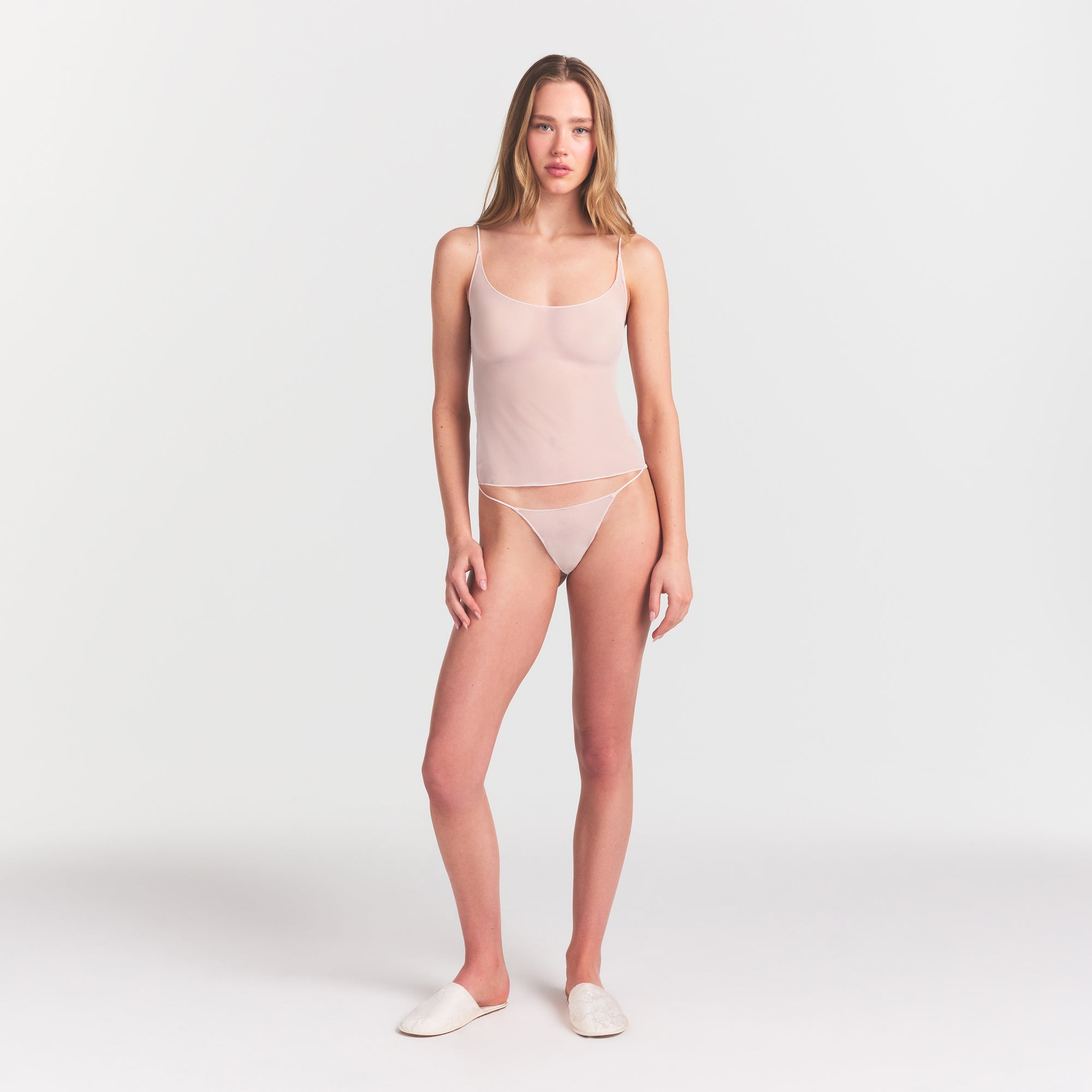 SKIMS ULTRA FINE MESH STRING THONG | BARELY PINK