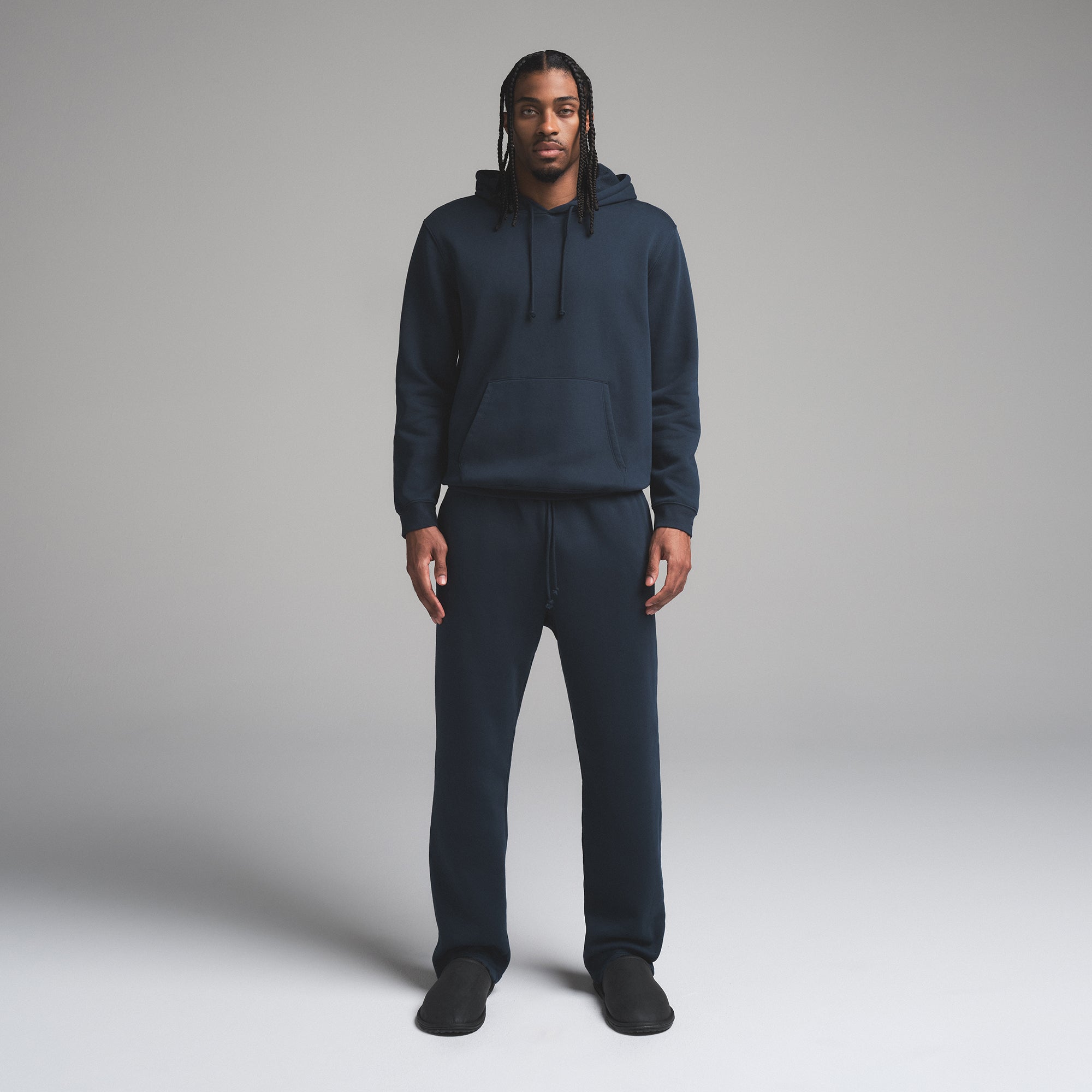 SKIMS FLEECE LOUNGE MENS CLASSIC HOODIE | NAVY