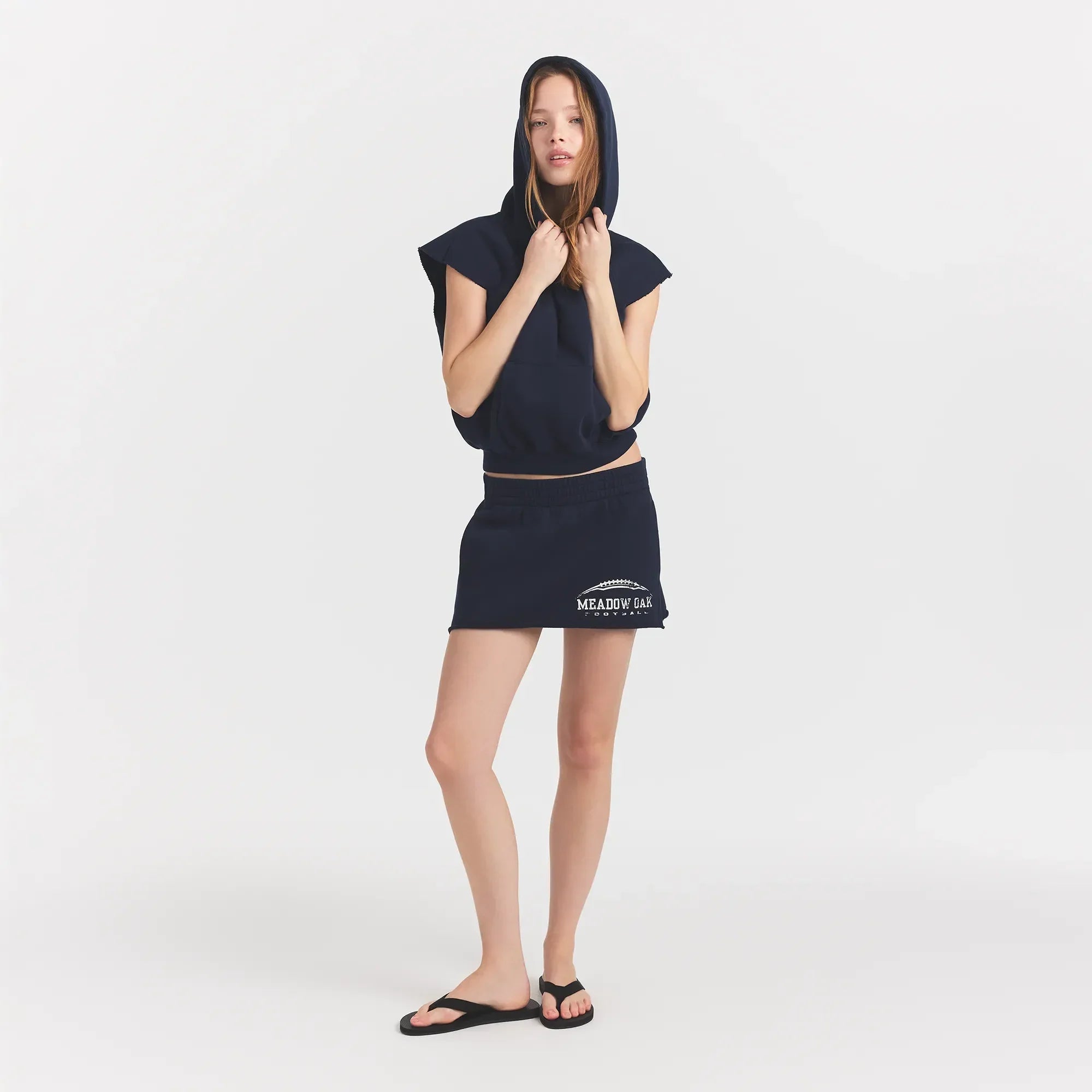 SKIMS BOYFRIEND FLEECE MUSCLE PULLOVER | NAVY