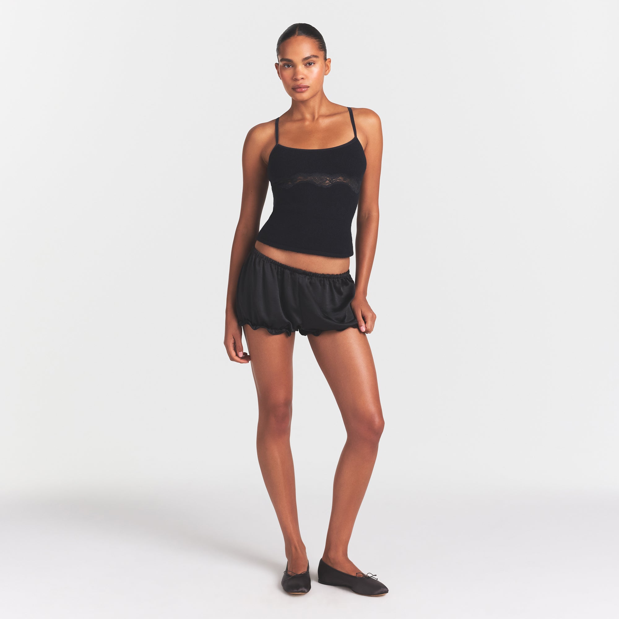 SKIMS LACE KNIT TANK | OBSIDIAN