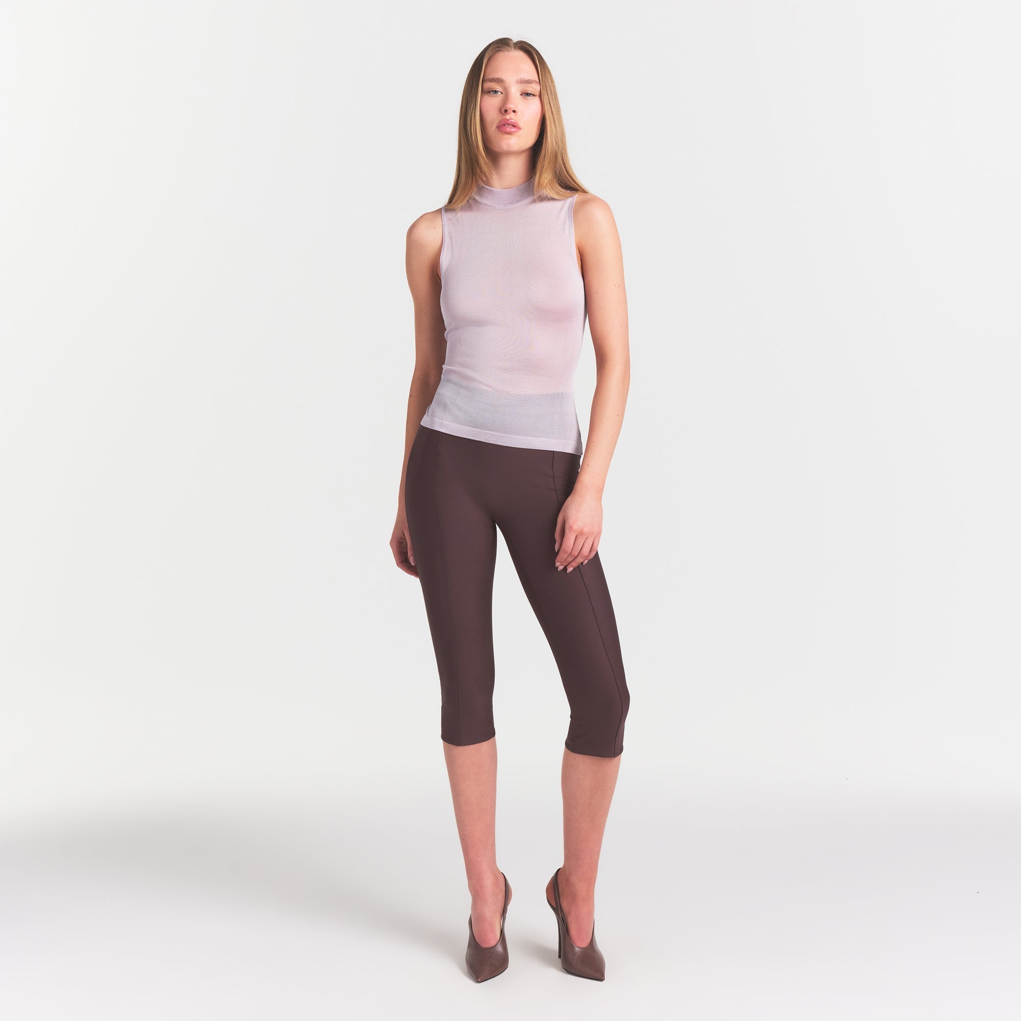 SKIMS SLINKY KNIT MOCK NECK TANK | IRIS MICA