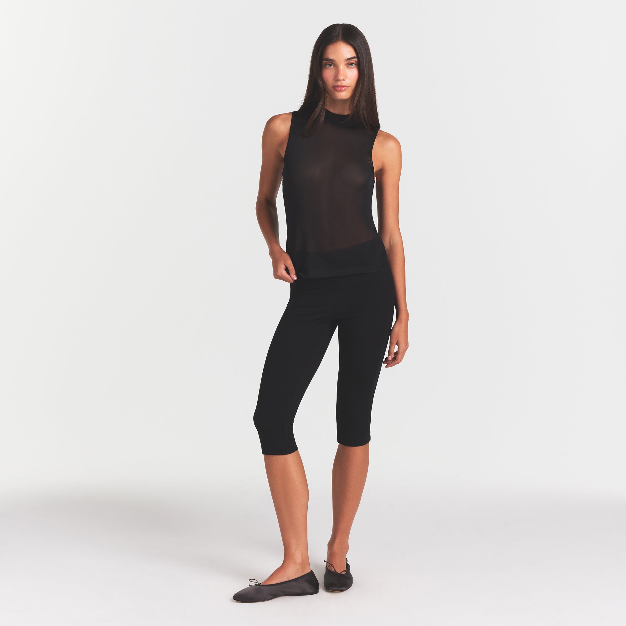 SKIMS SLINKY KNIT MOCK NECK TANK | OBSIDIAN