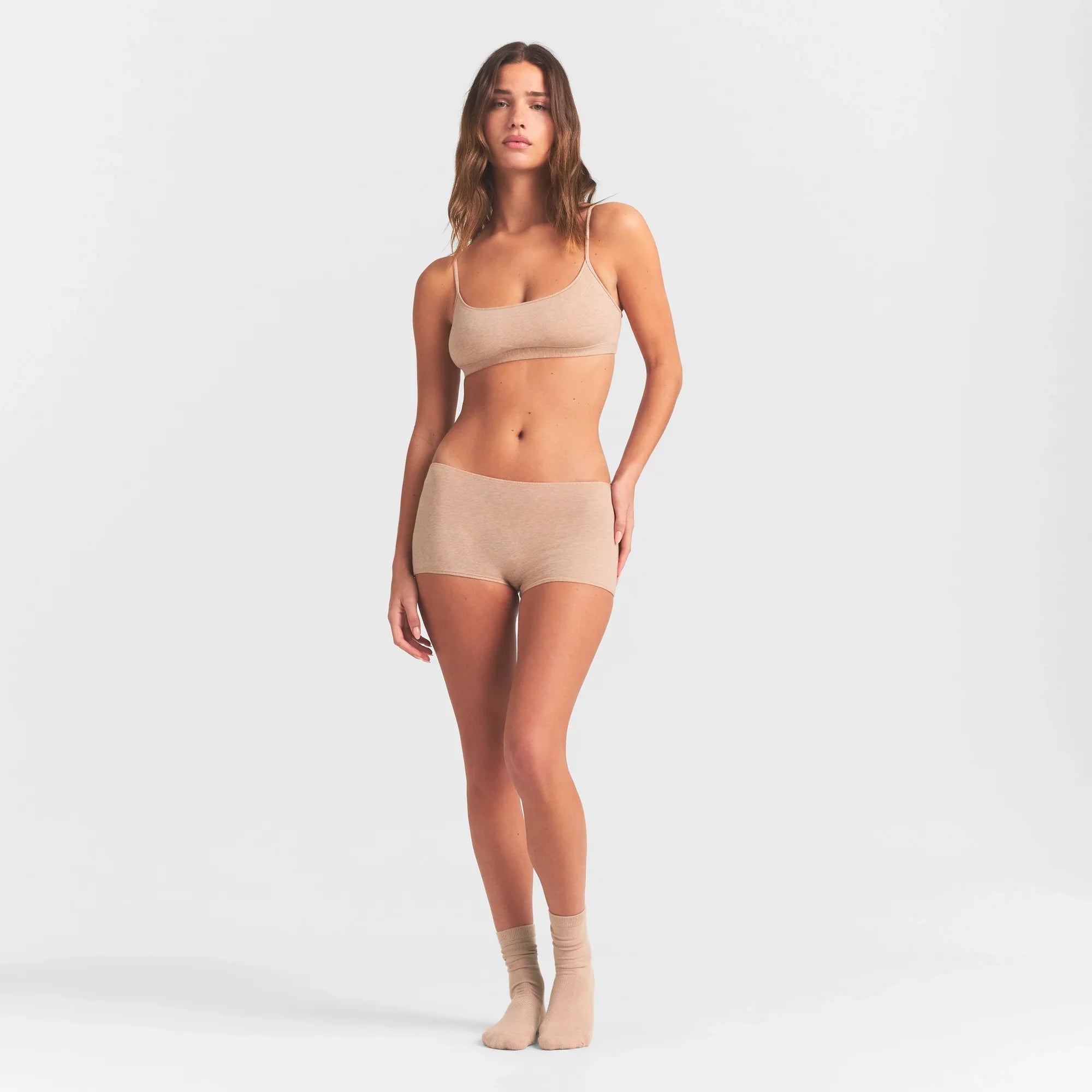 SKIMS EVERYDAY COTTON BOY SHORT | CLAY HEATHER