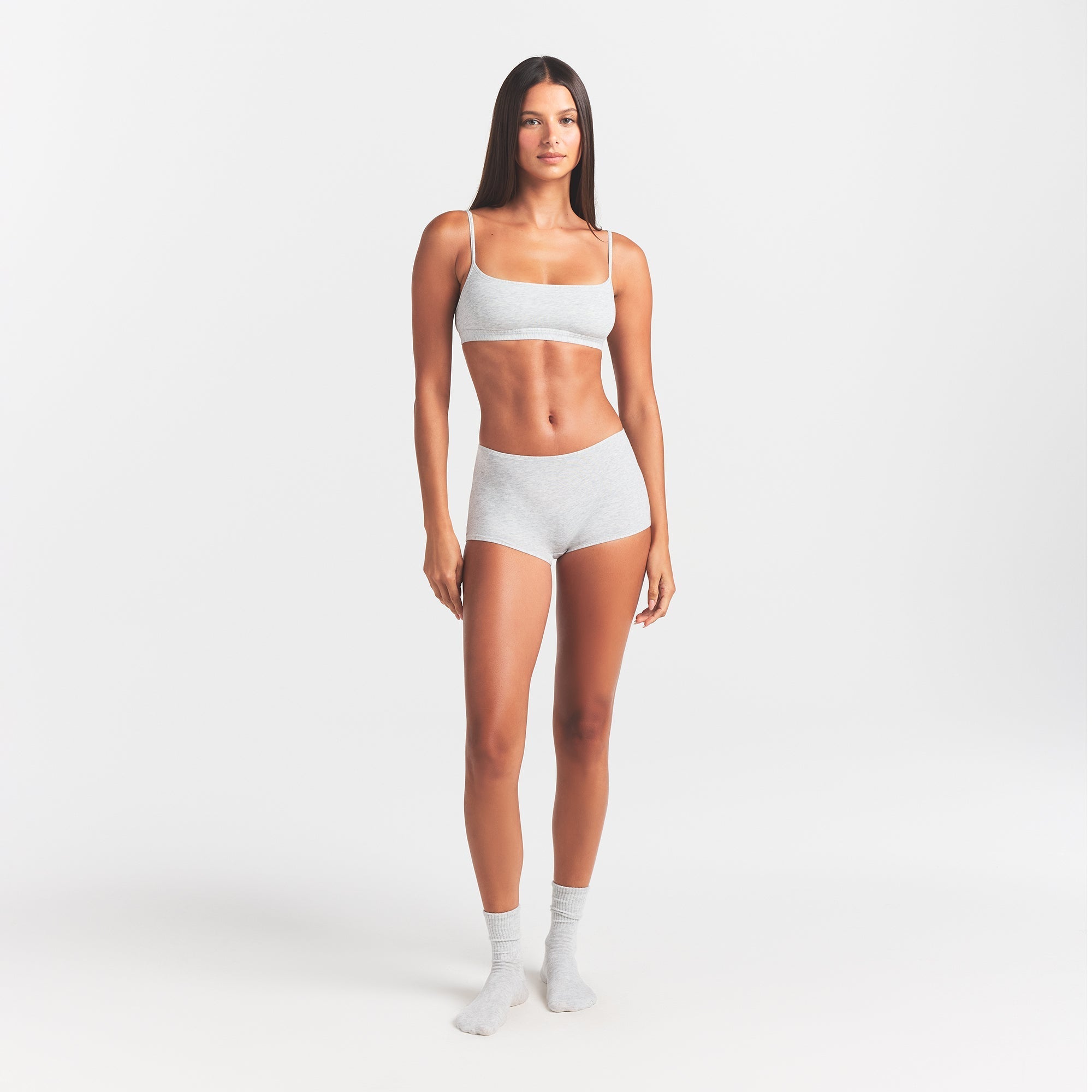 SKIMS EVERYDAY COTTON BOY SHORT | LIGHT HEATHER GREY