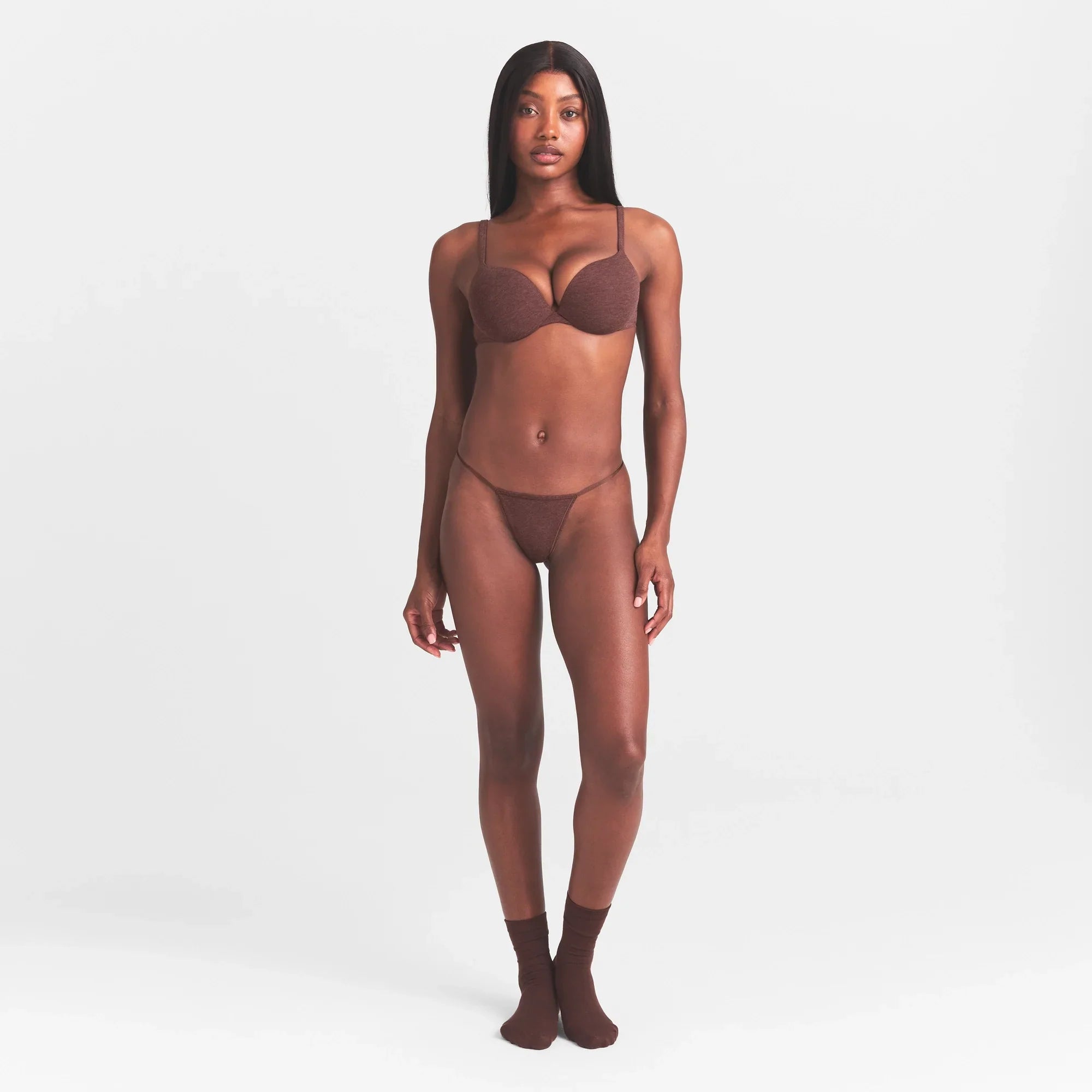 SKIMS EVERYDAY COTTON STRING THONG | COCOA HEATHER