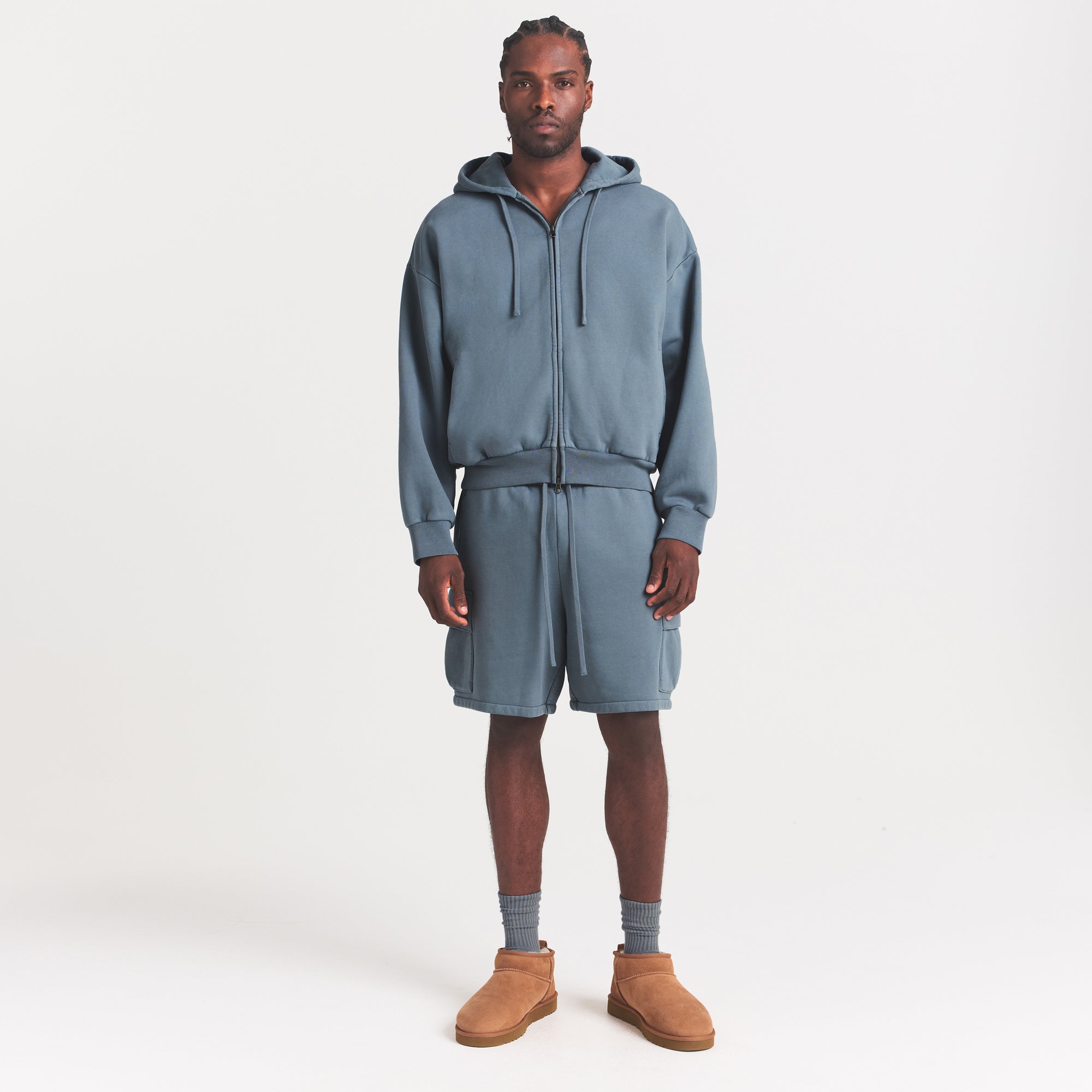 SKIMS HEAVYWEIGHT FLEECE MENS ZIP UP HOODIE | KYANITE