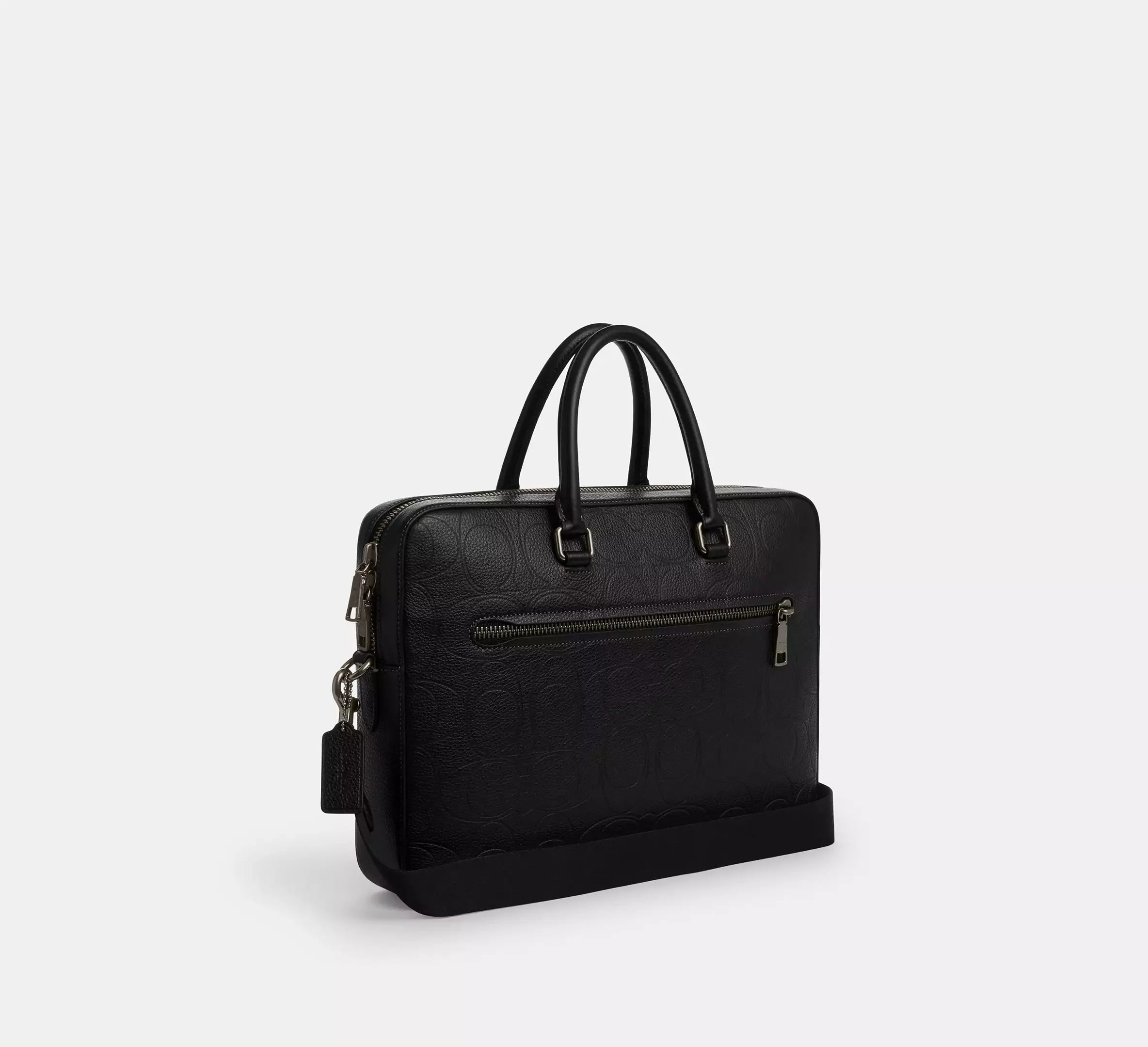 Coach Ethan Slim Brief In Signature Leather - Gunmetal/Black - My Suti