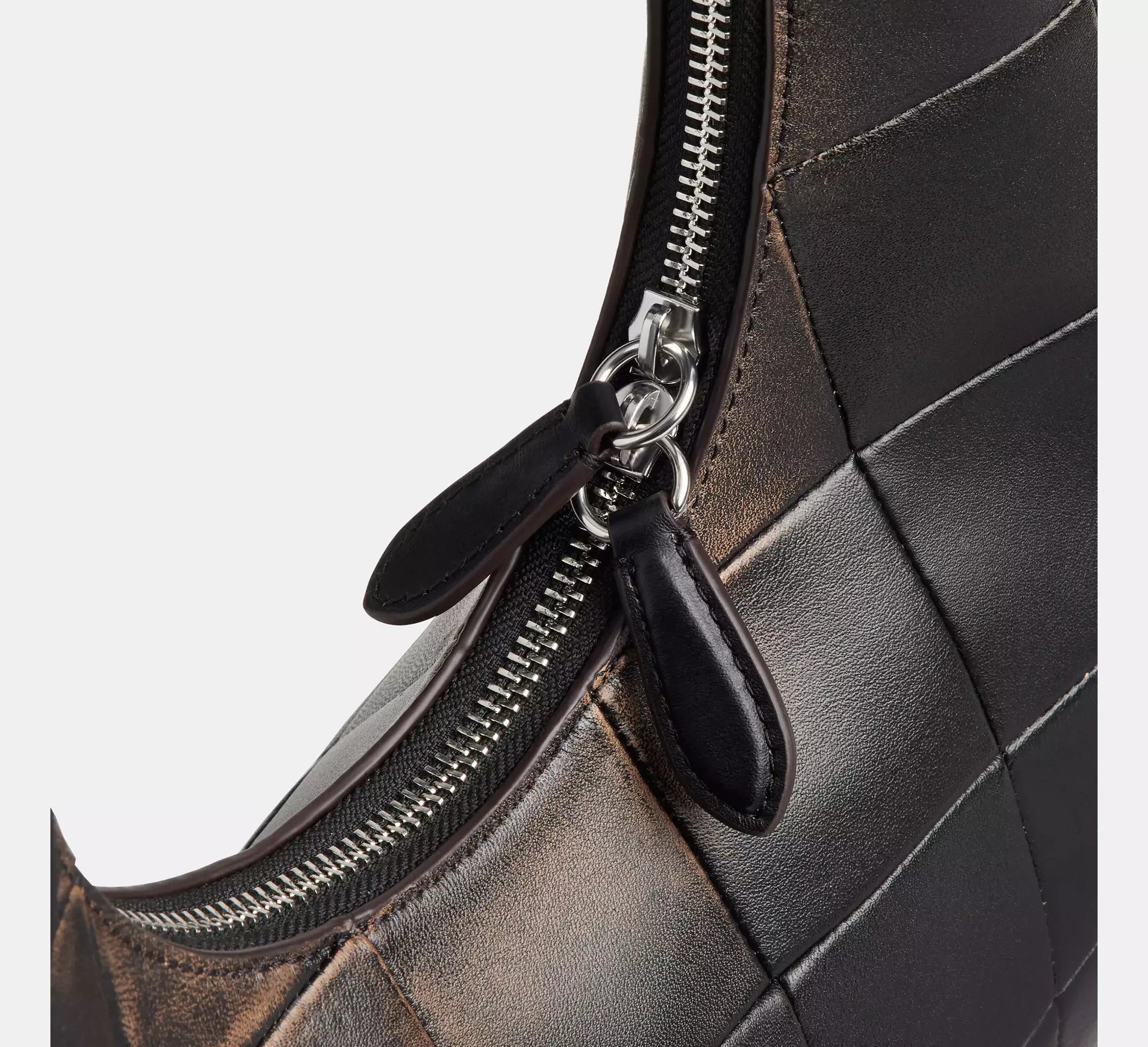 Coach Alter/Ego Crescent Shoulder Bag In Checkerboard Upcrafted Leather - Black/Brown - My Suti