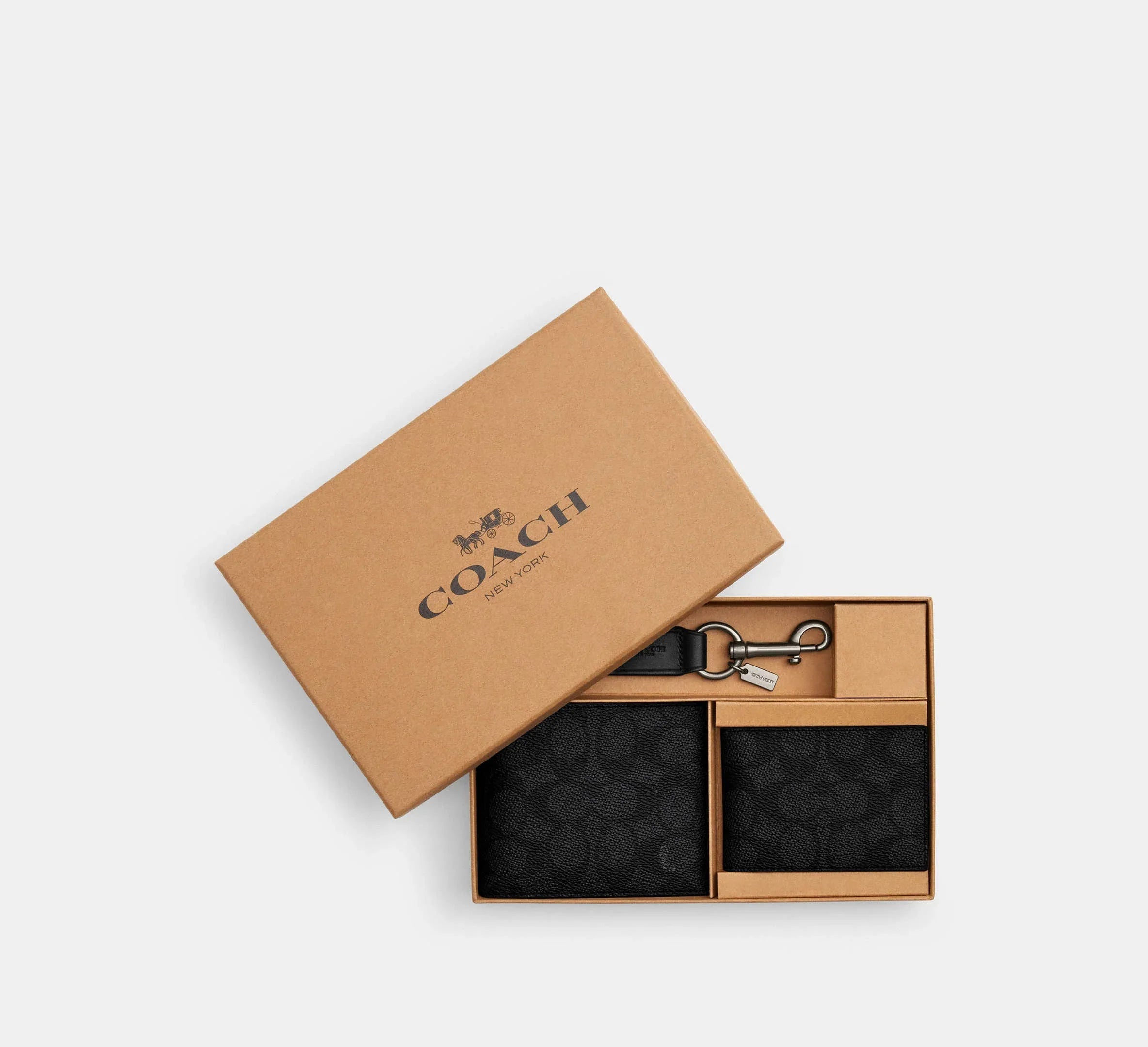 Coach 3-In-1 Wallet Gift Set In Signature - Gunmetal/Charcoal/Black - My Suti