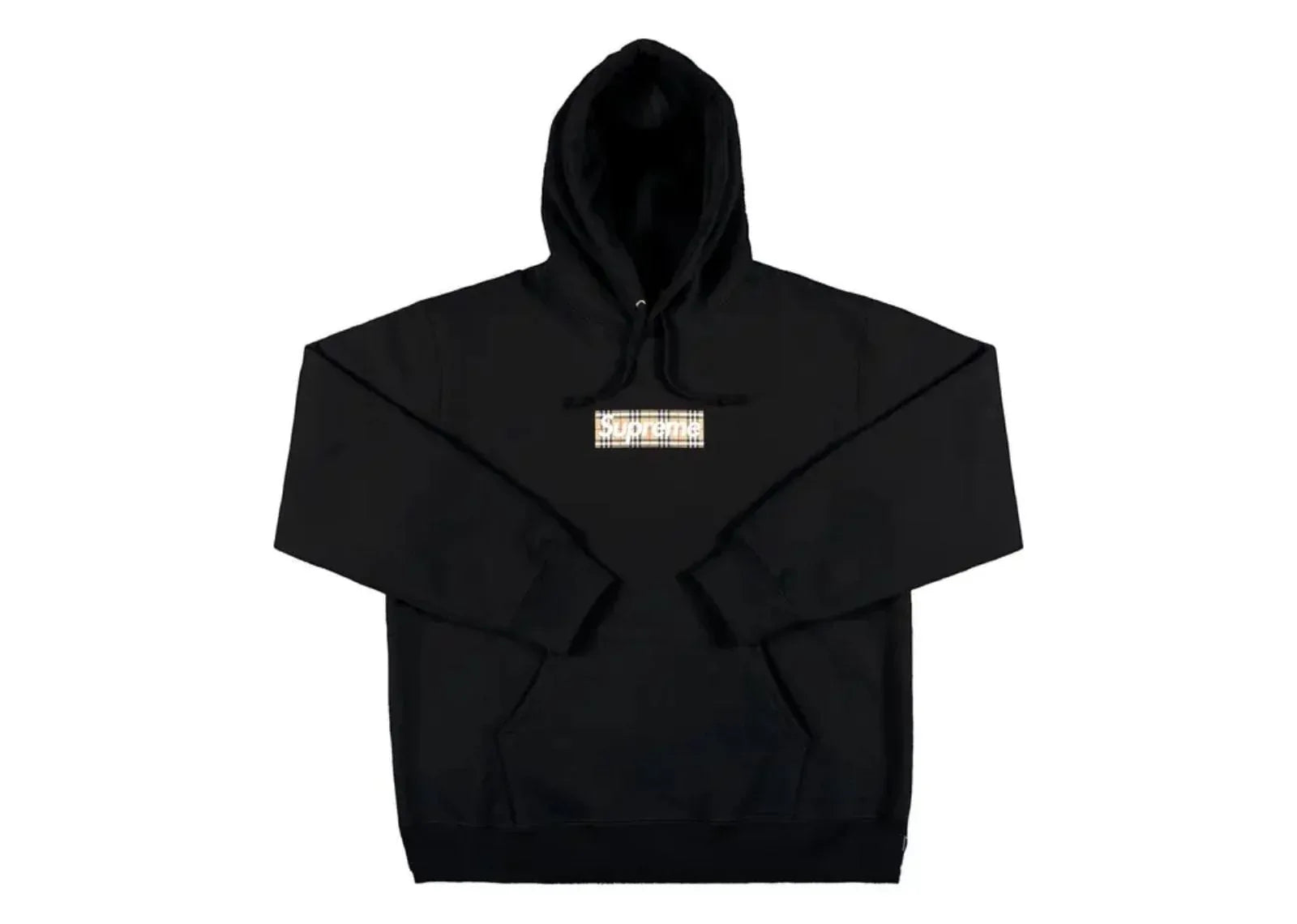 Supreme Burberry Box Logo Hooded Sweatshirt Black - My Suti